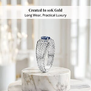 Mirage Collection Ceylon Blue Sapphire Mens Ring in 10K White Gold 1.00 ctw (Size 14.0)