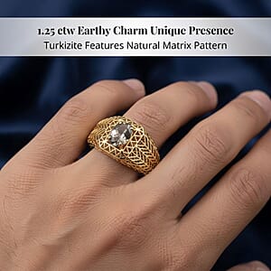 Mirage Collection AAA Turkizite Men's Ring in 10K Yellow Gold 1.25 ctw (Size 12.5)