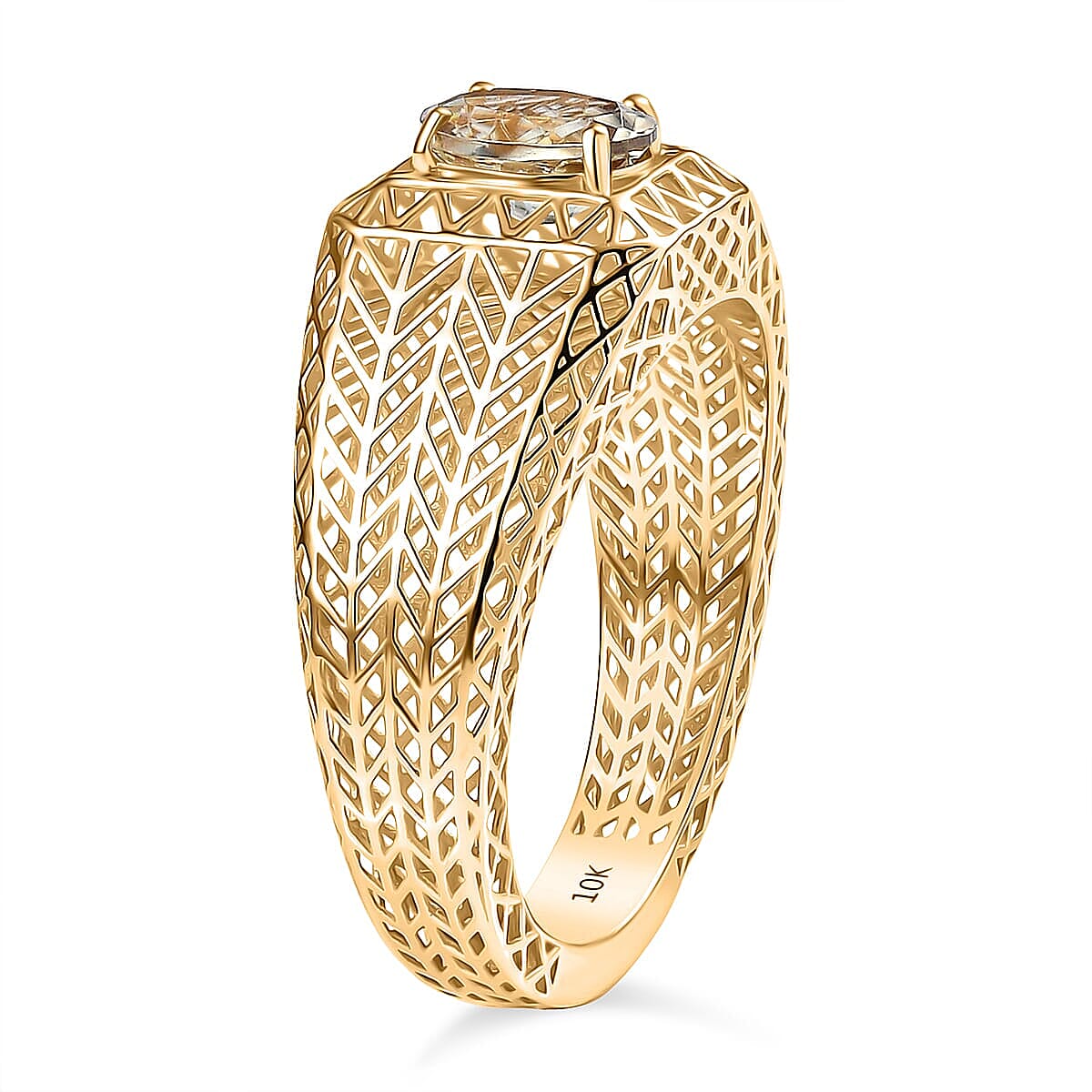 Mirage Collection AAA Turkizite 1.25 ctw Men's Ring in 10K Yellow Gold (Size 12.5) image number 3