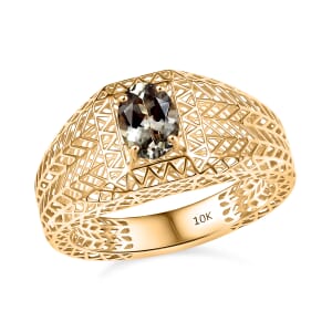 Mirage Collection AAA Turkizite 1.25 ctw Men's Ring in 10K Yellow Gold (Size 13.0)
