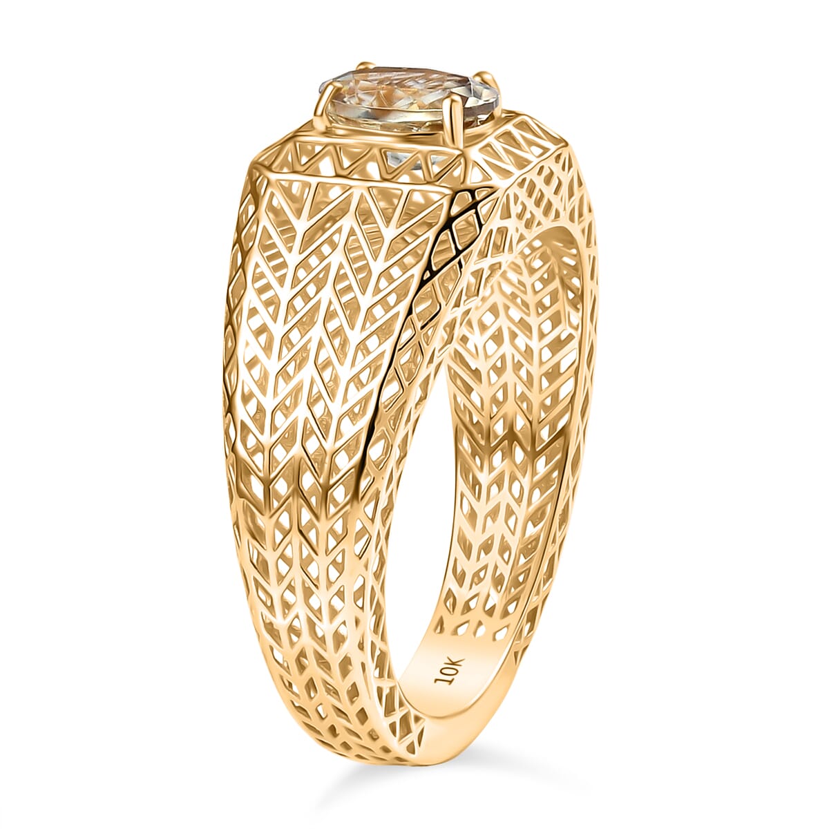 Mirage Collection AAA Turkizite 1.25 ctw Men's Ring in 10K Yellow Gold (Size 13.0) image number 3