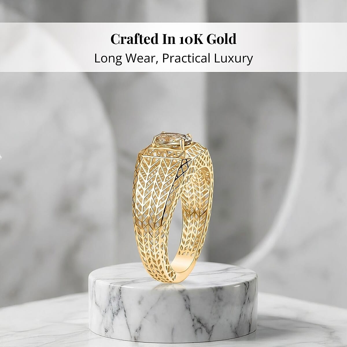 Mirage Collection AAA Turkizite Men's Ring in 10K Yellow Gold 1.25 ctw (Size 13.5) image number 2