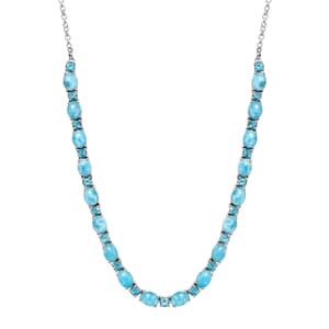 D'Joy Larimar and Betroka Blue Apatite 33.90 ctw Seafoam Radiance Necklace in Rhodium Over Sterling Silver 18 Inches