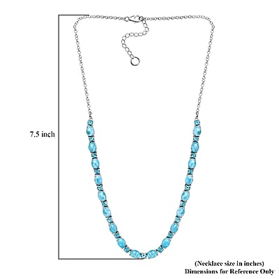 D'Joy Larimar and Betroka Blue Apatite 33.90 ctw Seafoam Radiance Necklace in Rhodium Over Sterling Silver 18 Inches