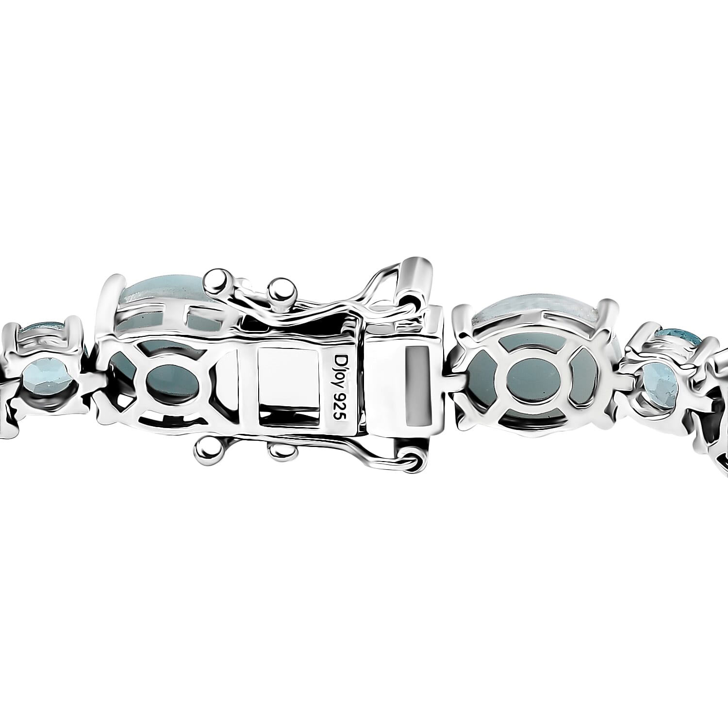 D'Joy Epic Deal Larimar and Betroka Blue Apatite 26.25 ctw Seafoam Radiance Bracelet in Rhodium Over Sterling Silver (7.25 In)