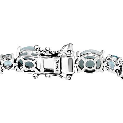D'Joy Epic Deal Larimar and Betroka Blue Apatite 26.25 ctw Seafoam Radiance Bracelet in Rhodium Over Sterling Silver (7.25 In)