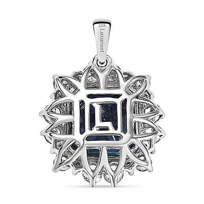 Certified & Appraised Luxuriant AAA Asscher Cut Lab Grown Alexandrite and E-F VS Lab Grown Diamond 7.01 ctw Pendant without Chain in 10K White Gold
