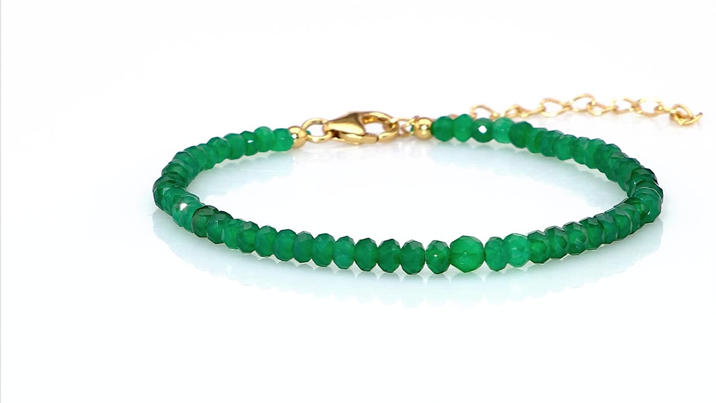 D'Joy Verde Onyx 20.00 ctw Bracelet in 18K Yellow Gold Over Sterling Silver (7.25-9.25In)