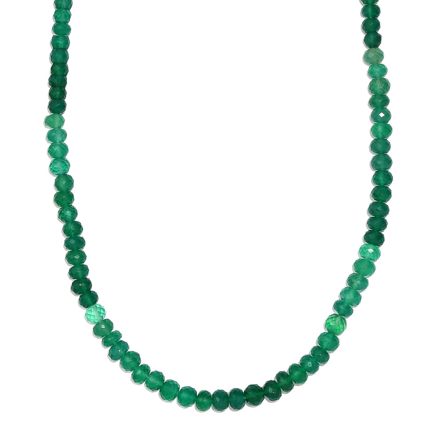 D'Joy Verde Onyx Beaded 100 ctw Necklace 18-20 Inches in 18K Vermeil Yellow Gold Over Sterling Silver