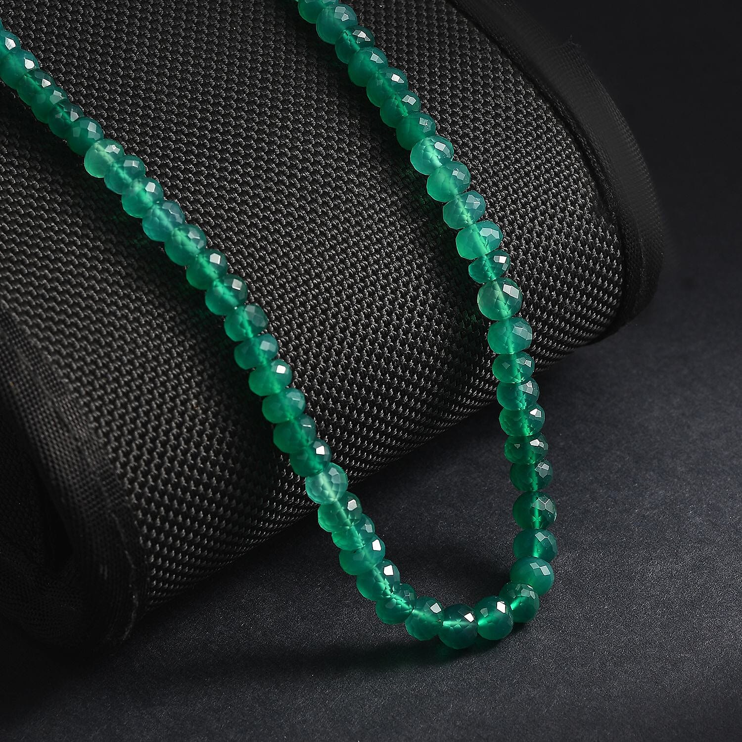 D'Joy Verde Onyx Beaded 100 ctw Necklace 18-20 Inches in 18K Vermeil Yellow Gold Over Sterling Silver
