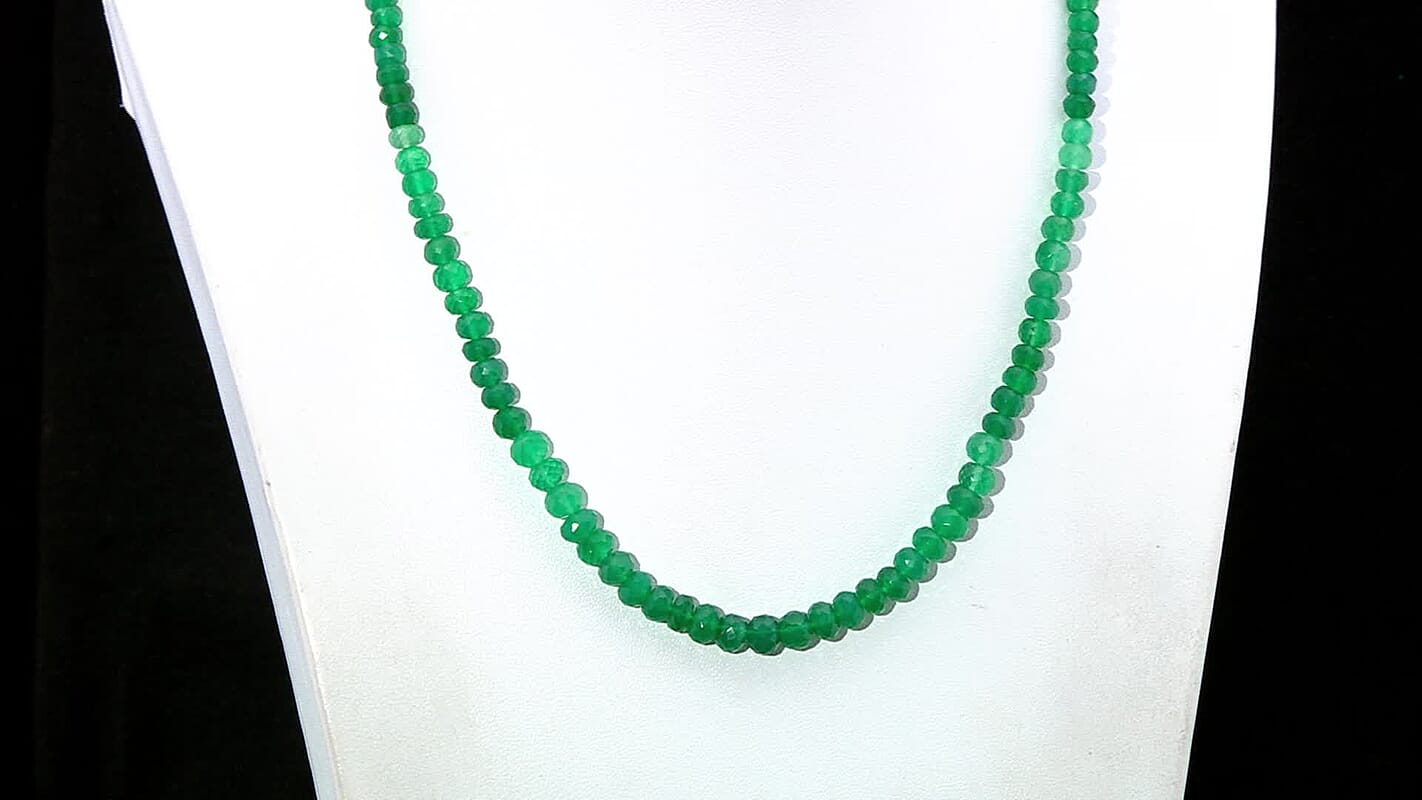 D'Joy Verde Onyx Beaded 100 ctw Necklace 18-20 Inches in 18K Vermeil Yellow Gold Over Sterling Silver