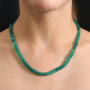 D'Joy Verde Onyx Beaded 100 ctw Necklace 18-20 Inches in 18K Vermeil Yellow Gold Over Sterling Silver