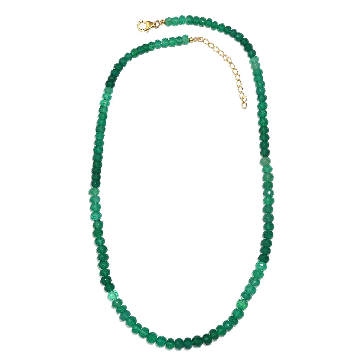 D'Joy Verde Onyx Beaded 100 ctw Necklace 18-20 Inches in 18K Vermeil Yellow Gold Over Sterling Silver image number 1