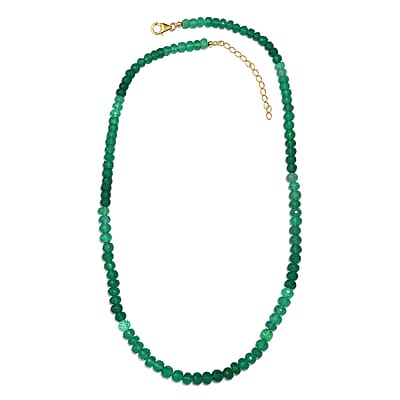 D'Joy Verde Onyx Beaded 100 ctw Necklace 18-20 Inches in 18K Vermeil Yellow Gold Over Sterling Silver