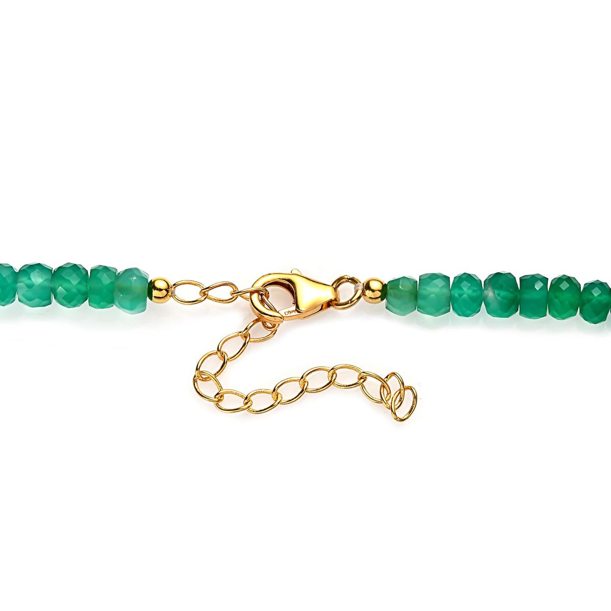 D'Joy Verde Onyx Beaded 100 ctw Necklace 18-20 Inches in 18K Vermeil Yellow Gold Over Sterling Silver image number 2