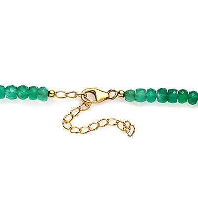D'Joy Verde Onyx Beaded 100 ctw Necklace 18-20 Inches in 18K Vermeil Yellow Gold Over Sterling Silver