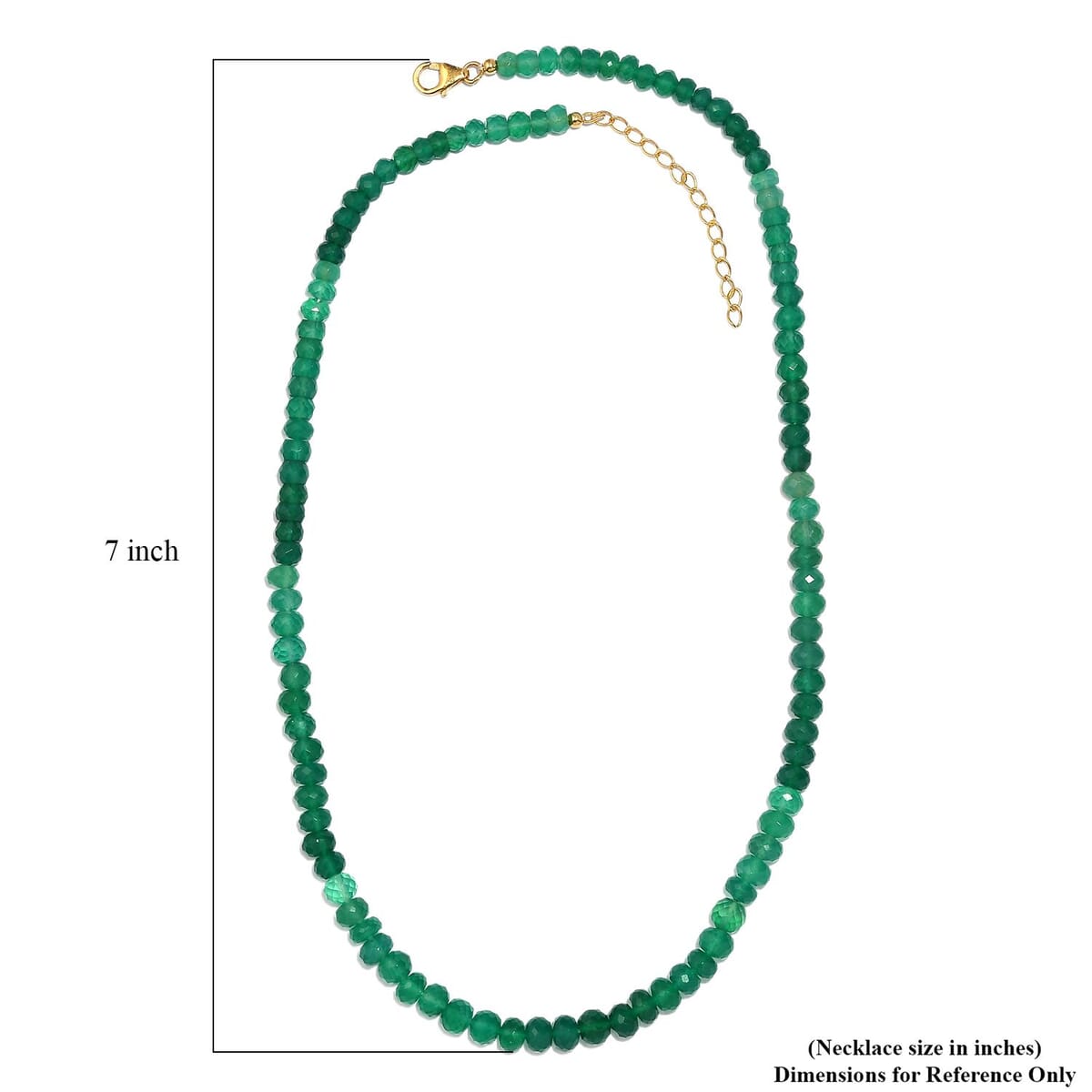 D'Joy Verde Onyx Beaded 100 ctw Necklace 18-20 Inches in 18K Vermeil Yellow Gold Over Sterling Silver image number 3