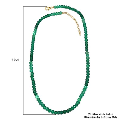 D'Joy Verde Onyx Beaded 100 ctw Necklace 18-20 Inches in 18K Vermeil Yellow Gold Over Sterling Silver