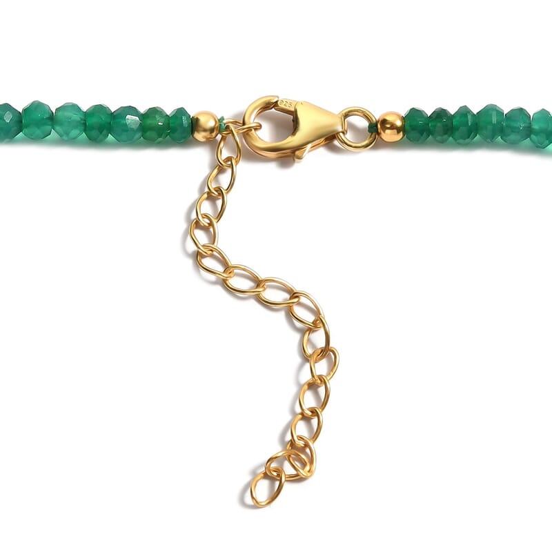 D'Joy Verde Onyx Beaded 50.00 ctw Necklace 18-20 Inches in Sterling Silver