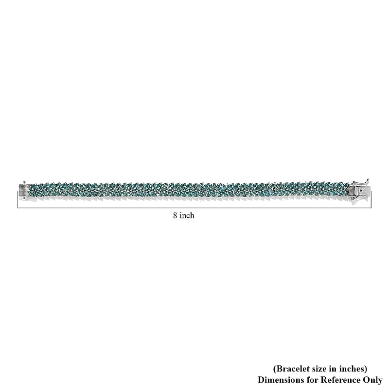 Betroka Blue Apatite 2 Row Bracelet in Platinum Over Sterling Silver (6.50 In) 13.25 ctw