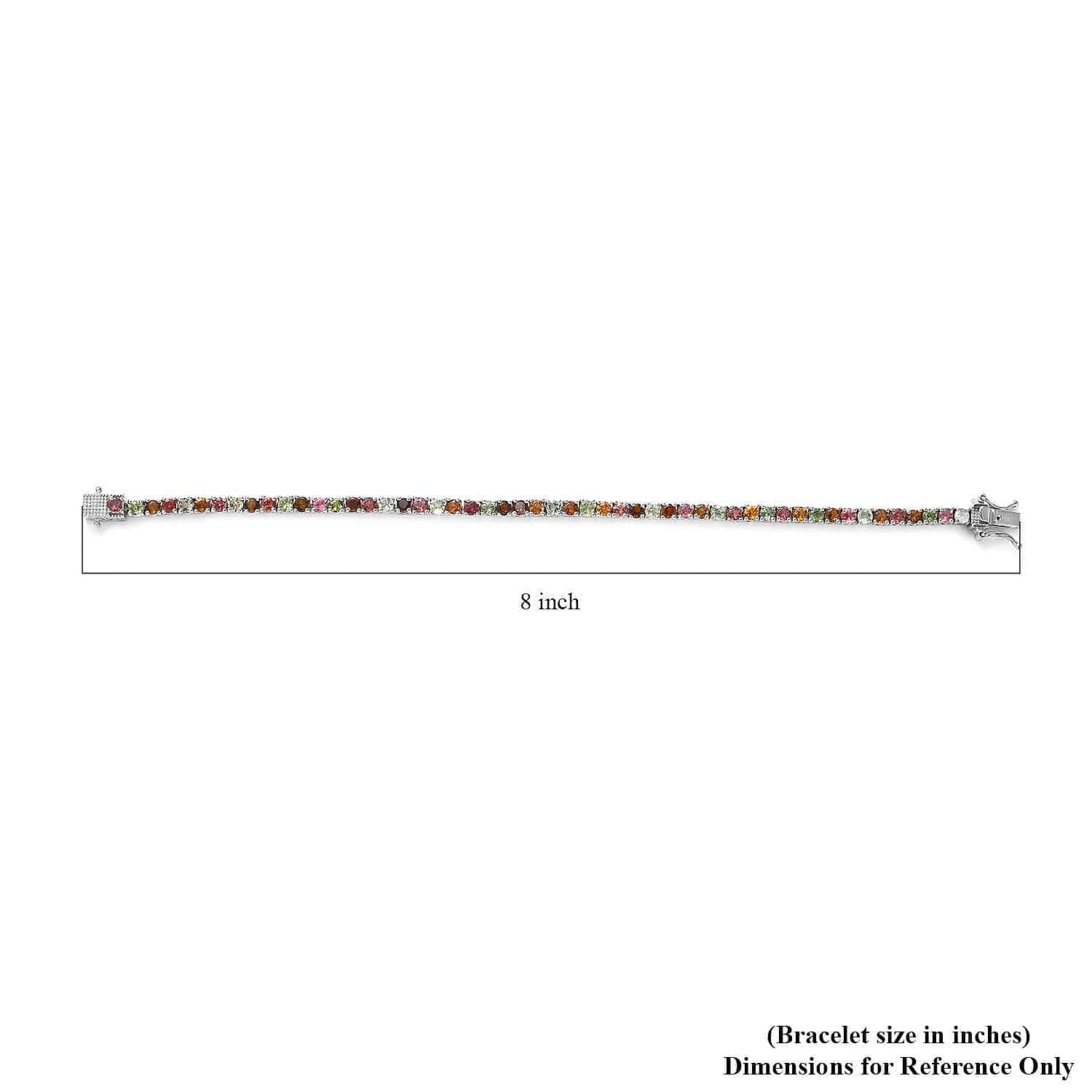 Multi-Tourmaline 5.75 ctw Tennis Bracelet in Platinum Over Sterling Silve (8.00 In) 