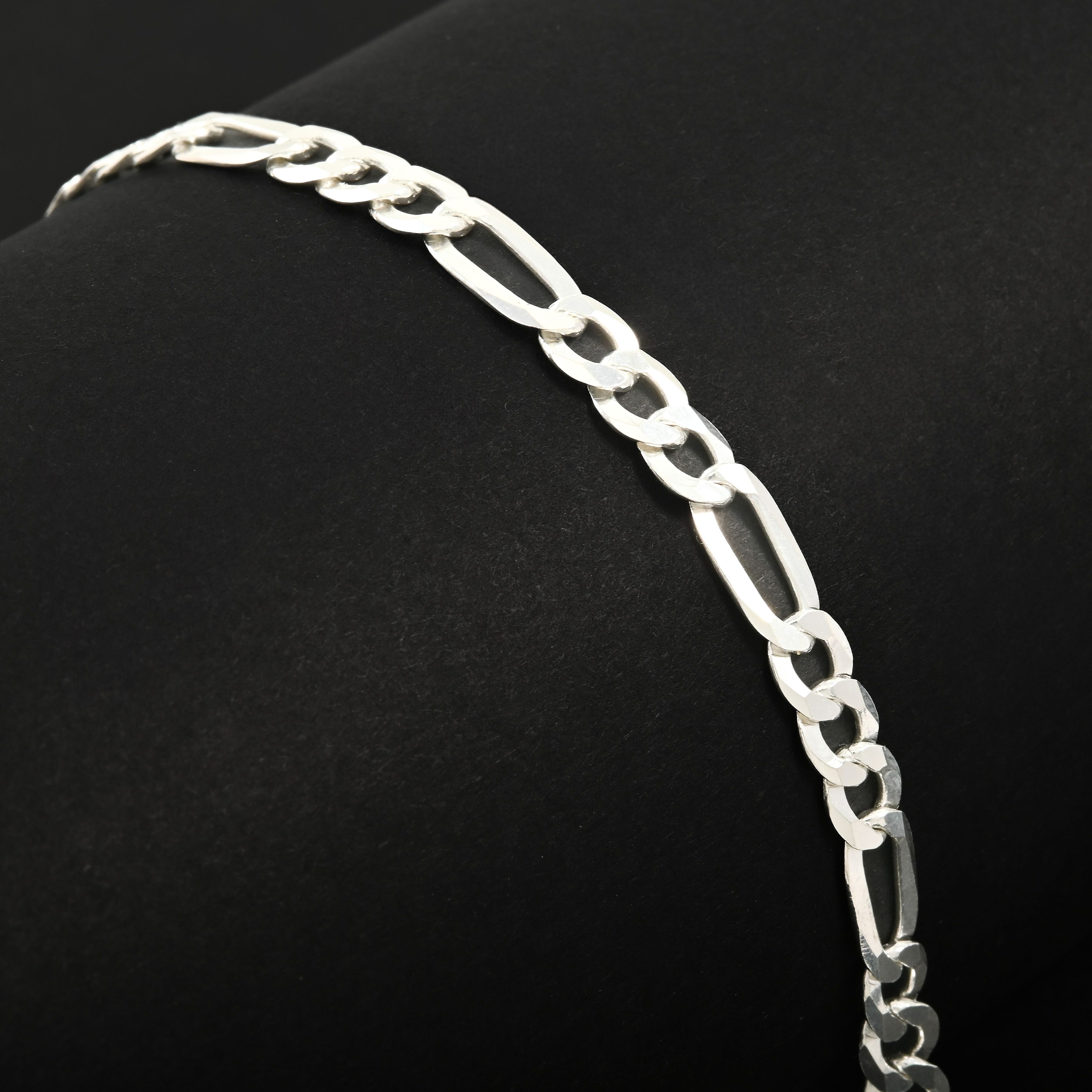 Italian Sterling Silver Figaro Chain Bracelet (7.50 In) 4.00 Grams