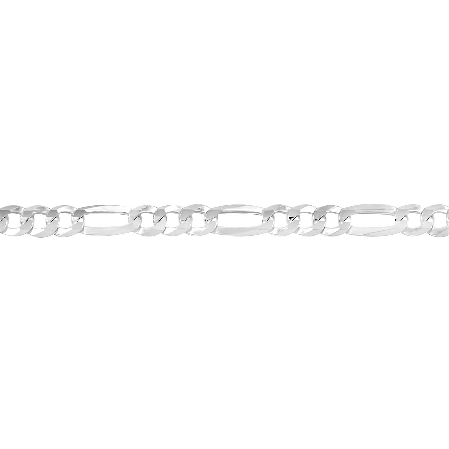 Italian Sterling Silver Figaro Chain Bracelet (7.50 In) 4.00 Grams