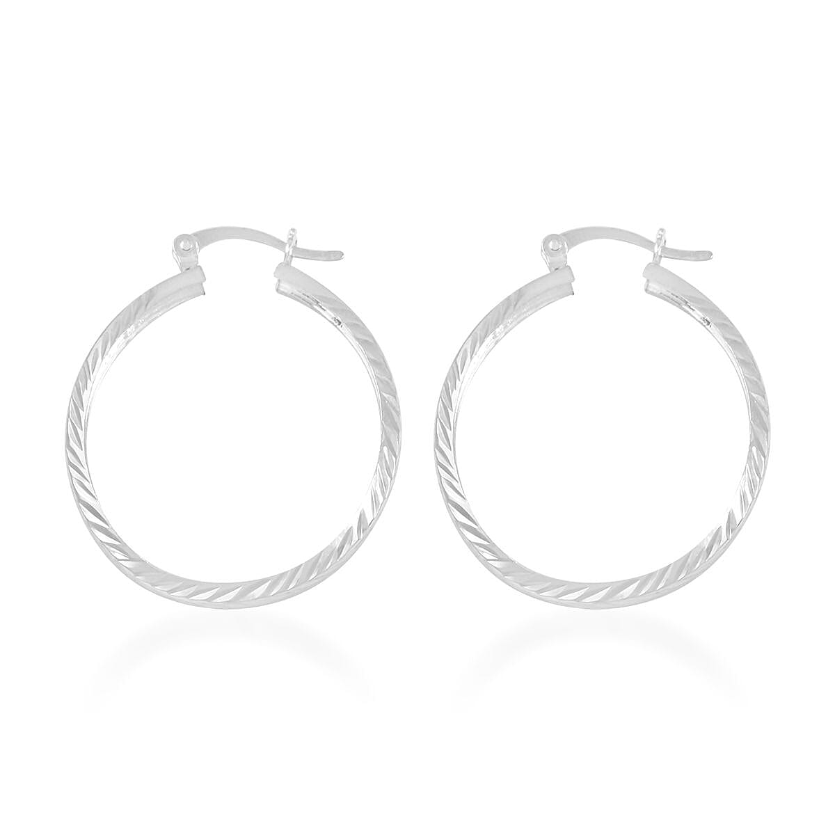 Sterling Silver Hoop Earrings 2.40 Grams image number 3