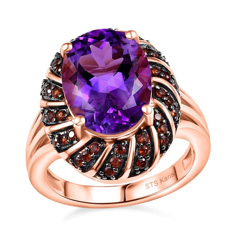 Karis Moroccan Rose and Mozambique Garnet 6.20 ctw Royal Mystique Ring in 18K Rose Gold Plated (Size 10.0)