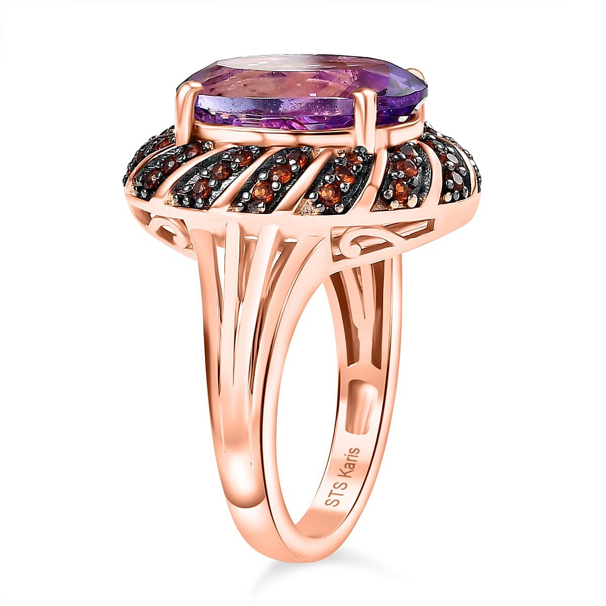 Karis Moroccan Rose and Mozambique Garnet 6.20 ctw Royal Mystique Ring in 18K Rose Gold Plated (Size 10.0)