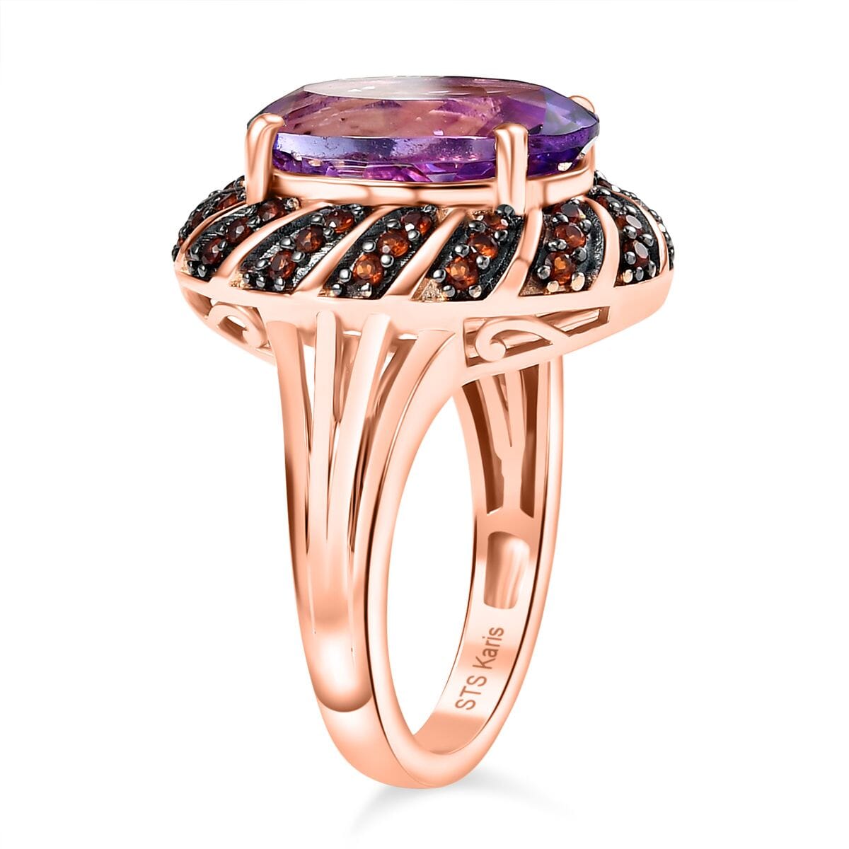 Karis Moroccan Rose, Mozambique Garnet Ring in 18K RG Plated (Size 10.0) 6.20 ctw image number 3