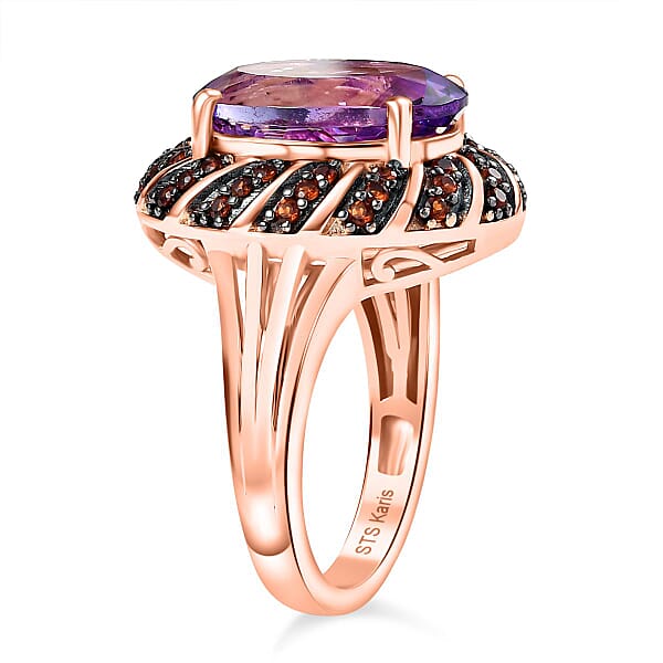 Karis Moroccan Rose and Mozambique Garnet 6.20 ctw Royal Mystique Ring in 18K Rose Gold Plated (Size 10.0)