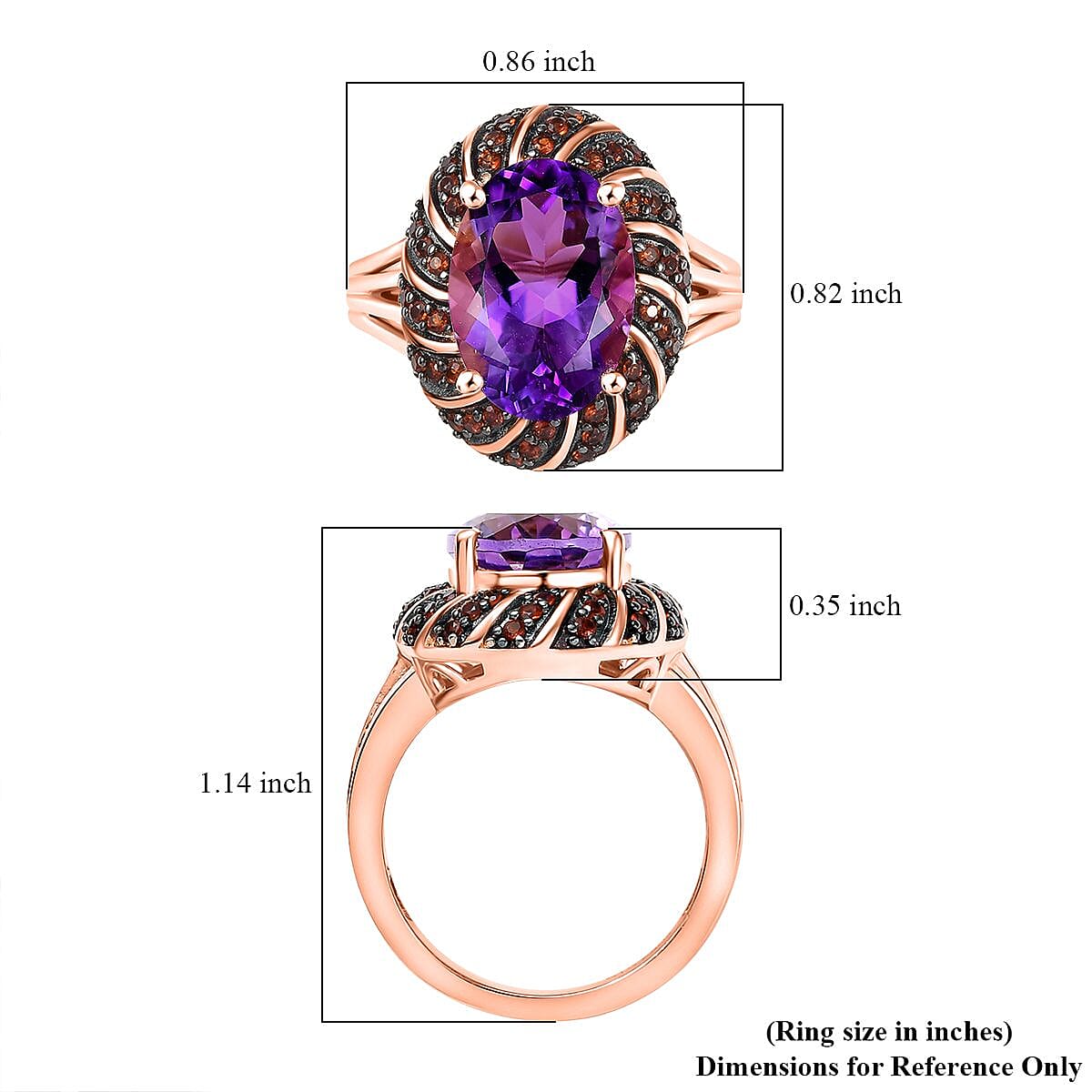 Karis Moroccan Rose and Mozambique Garnet 6.20 ctw Royal Mystique Ring in 18K Rose Gold Plated (Size 10.0)