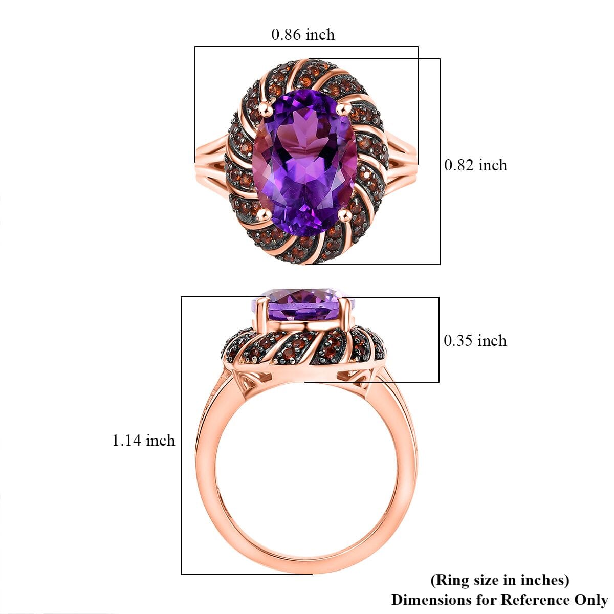 Karis Moroccan Rose and Mozambique Garnet 6.20 ctw Royal Mystique Ring in 18K Rose Gold Plated (Size 7.0) image number 5