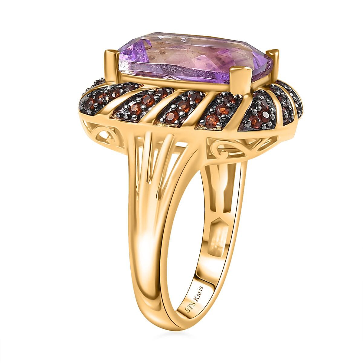 Karis Moroccan Rose and Mozambique Garnet 7.10 ctw Royal Mystique Ring in 18K Yellow Gold Plated (Size 6.0) image number 3
