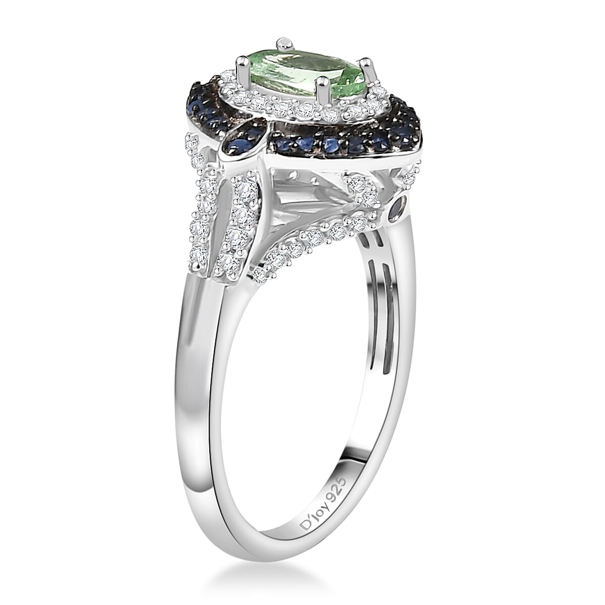 D'Joy Tsavorite Garnet and Multi Gemstone 1.70 ctw Celestial Halo Ring in Rhodium Over Sterling Silver (Size 10.0) image number 3