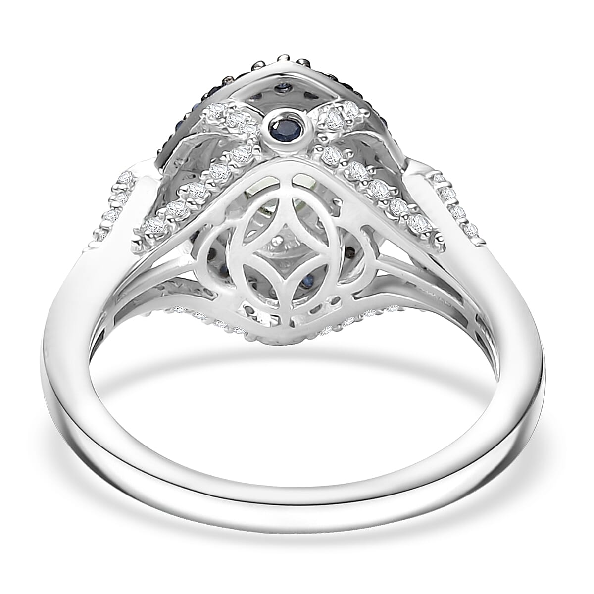 D'Joy Tsavorite Garnet and Multi Gemstone 1.70 ctw Celestial Halo Ring in Rhodium Over Sterling Silver (Size 10.0)