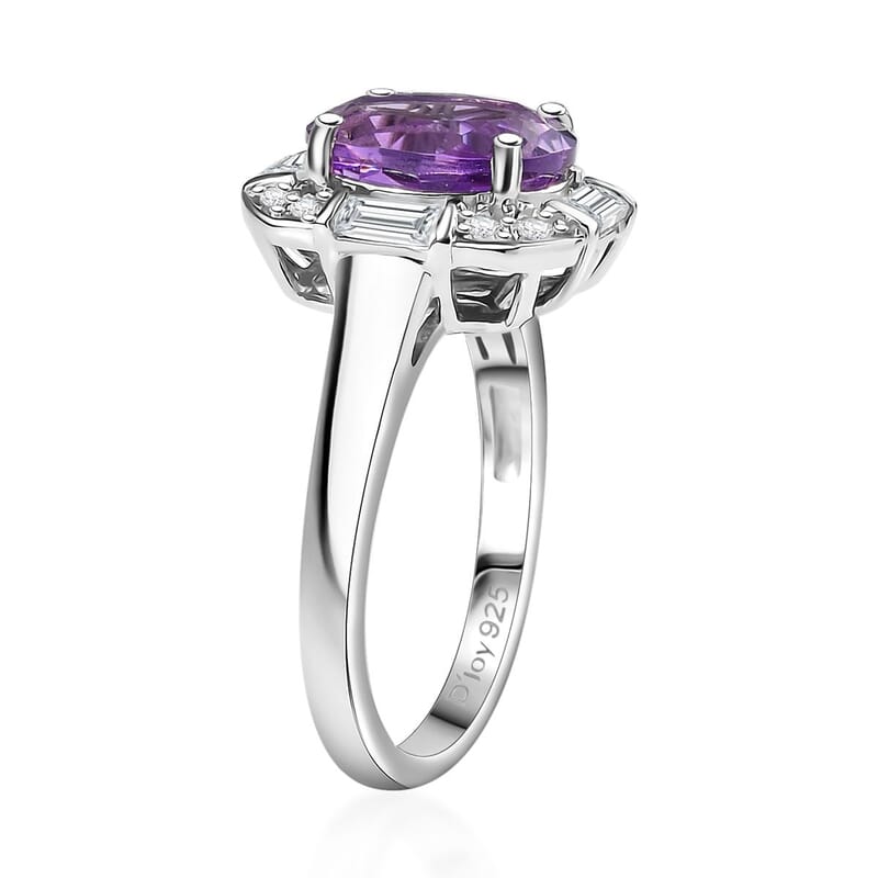 D'Joy Moroccan Rose and White Topaz 3.60 ctw Art Deco Ring in Platinum Over Sterling Silver (Size 10.0)