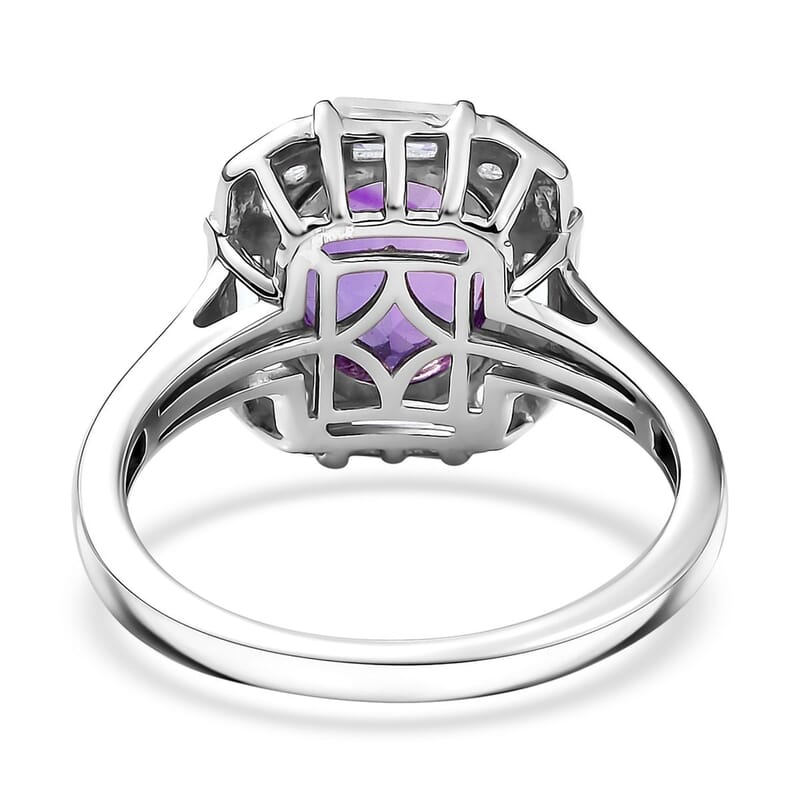 D'Joy Moroccan Rose and White Topaz 3.60 ctw Art Deco Ring in Platinum Over Sterling Silver (Size 10.0)