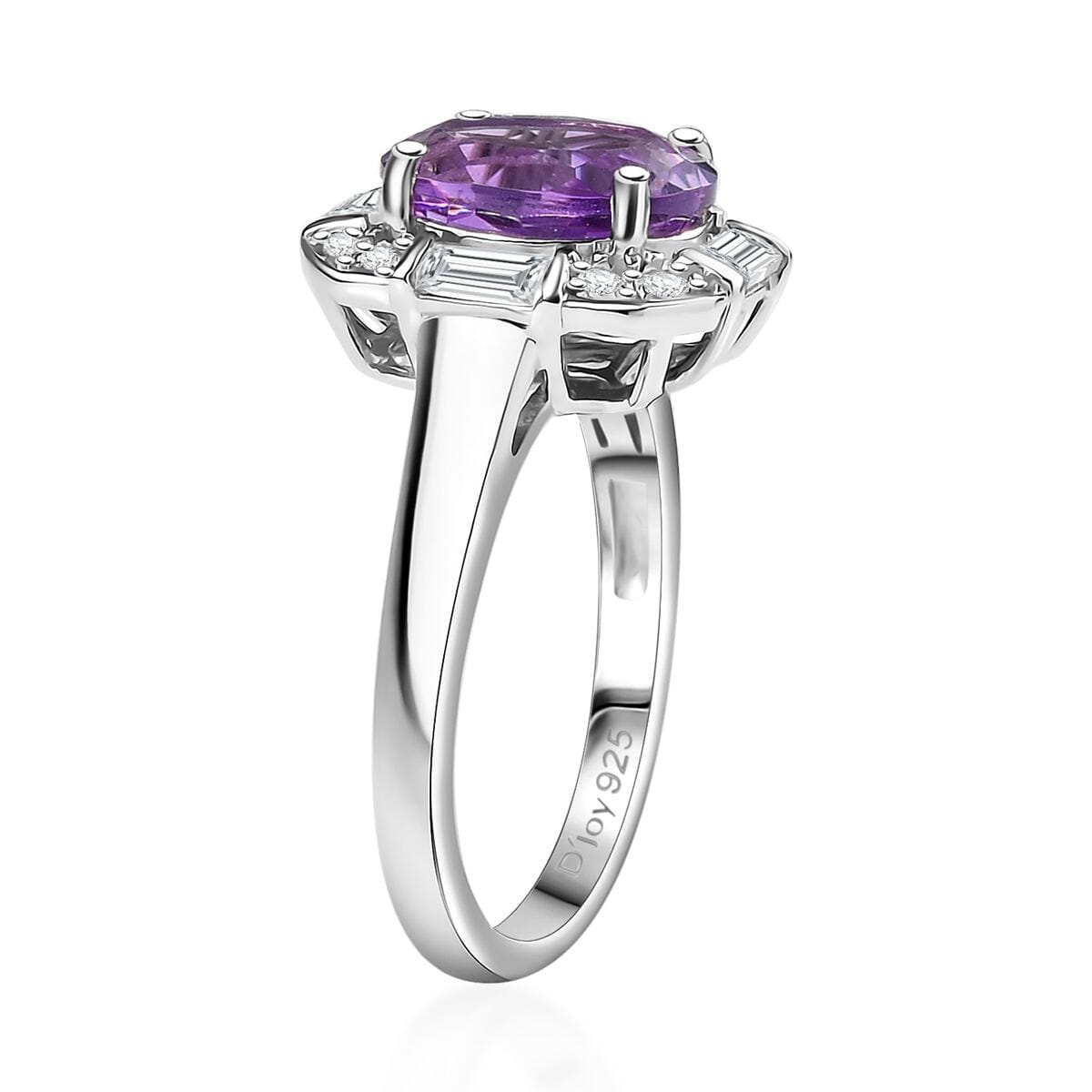 D'Joy Moroccan Rose and White Topaz 3.60 ctw Art Deco Ring in Platinum Over Sterling Silver (Size 7.0) image number 3