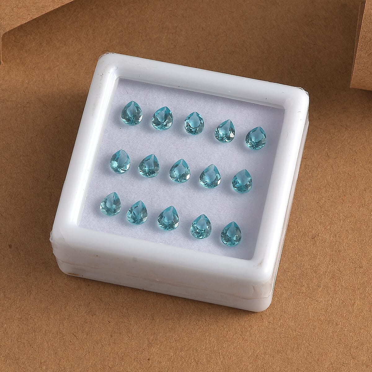 Blue Apatite Assoterd Box (Pear 5x4 mm) 5.00 ctw Loose Gemstone image number 1