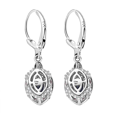 D'Joy Ceylon Blue Sapphire, Multi Gemstone Earrings in Rhodium Over Sterling Silver 2.25 ctw