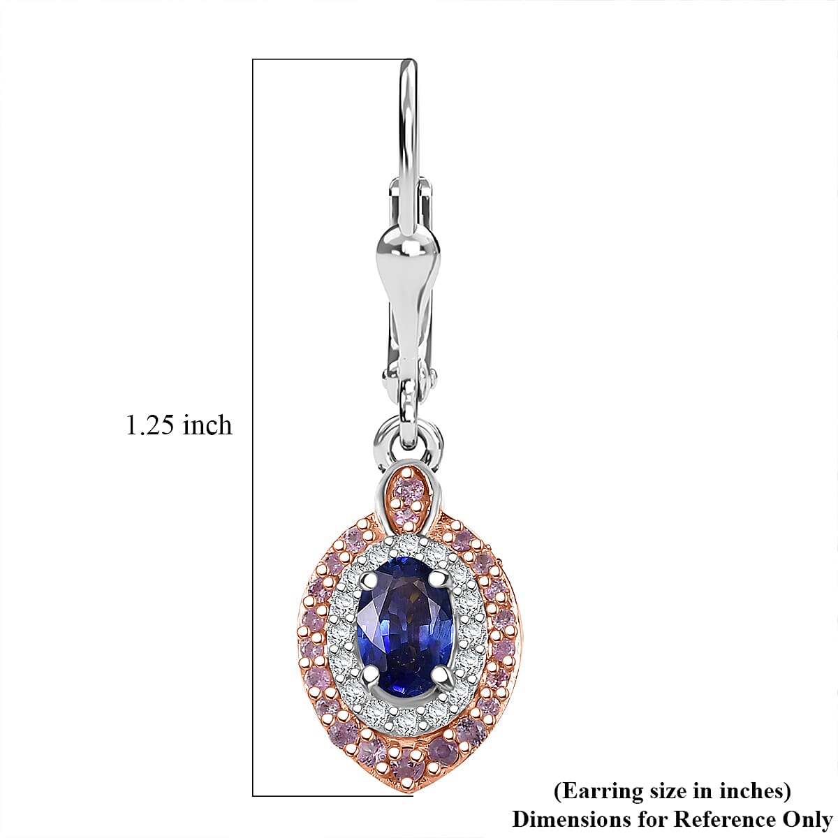 D'Joy Ceylon Blue Sapphire and Multi Gemstone 2.25 ctw Celestial Halo Earrings in Rhodium Over Sterling Silver image number 5