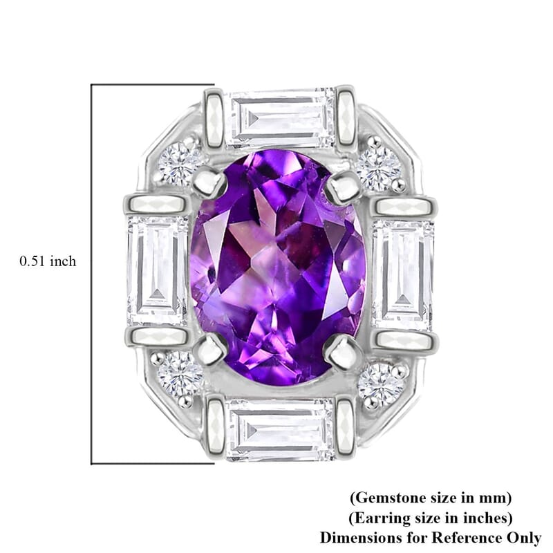 D'Joy Moroccan Rose and White Topaz 3.70 ctw Art Deco Earrings in Platinum Over Sterling Silver