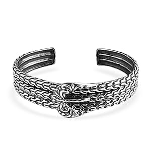 D'Joy Bali Legacy Tulang Naga Buckle Cuff Bracelet in Sterling Silver (7.25 In) 30.80 Grams
