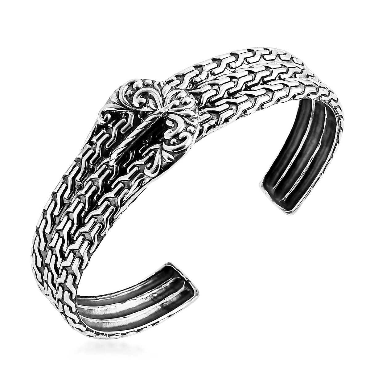 D'Joy Bali Legacy Tulang Naga Buckle Cuff Bracelet in Sterling Silver (7.25 In) 30.80 Grams image number 3