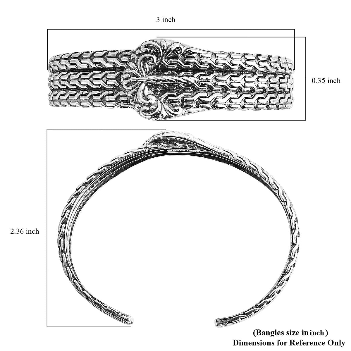 D'Joy Bali Legacy Tulang Naga Buckle Cuff Bracelet in Sterling Silver (7.25 In) 30.80 Grams image number 5