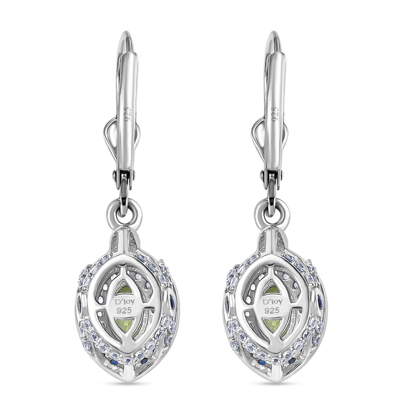 D'Joy Tsavorite Garnet and Multi Gemstone 2.20 ctw Celestial Halo Earrings in Rhodium Over Sterling Silver