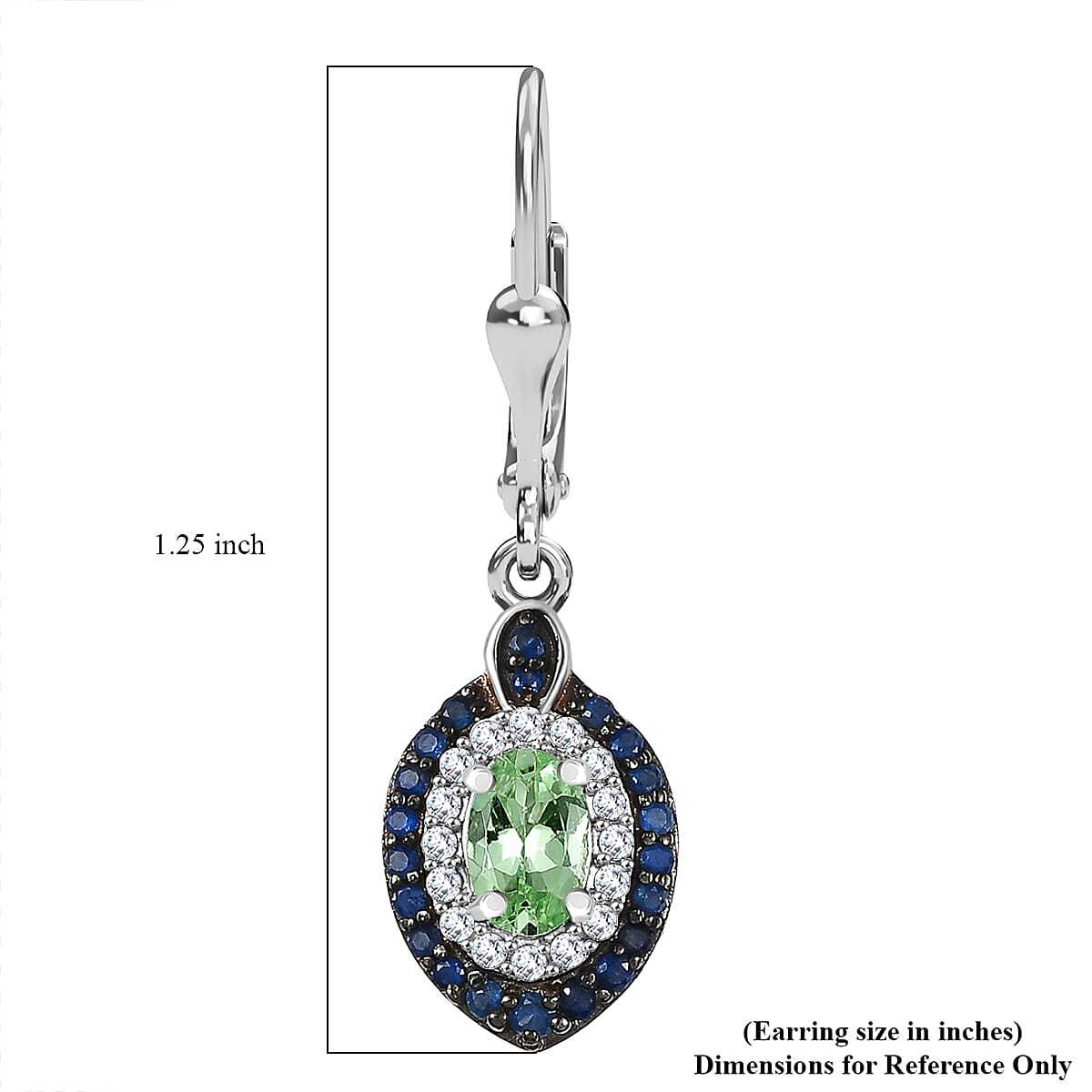 D'Joy Tsavorite Garnet and Multi Gemstone 2.20 ctw Celestial Halo Earrings in Rhodium Over Sterling Silver