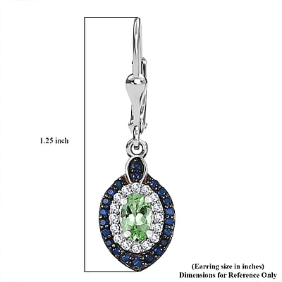 D'Joy Tsavorite Garnet and Multi Gemstone 2.20 ctw Celestial Halo Earrings in Rhodium Over Sterling Silver